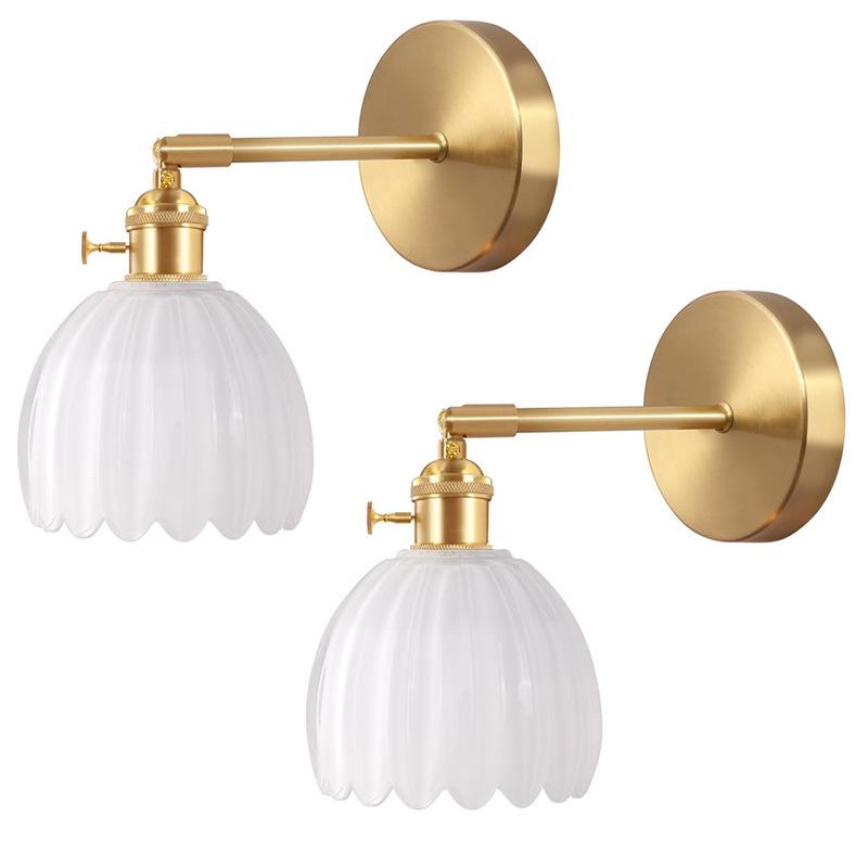 Wireless USB Charging Remote Chandelier with Retro Glass Flowers for Bedroom or Dining Room - Nordic Style