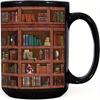 1 Stück Bibliotheks-Bücherregal-Tasse, Bibliothekar, Bücherwurm-Becher, Geschenke, für Leser, Bücherwurm-Geschenke, schwarz, 350 ml/11 Unzen und 450 ml/15 Unzen