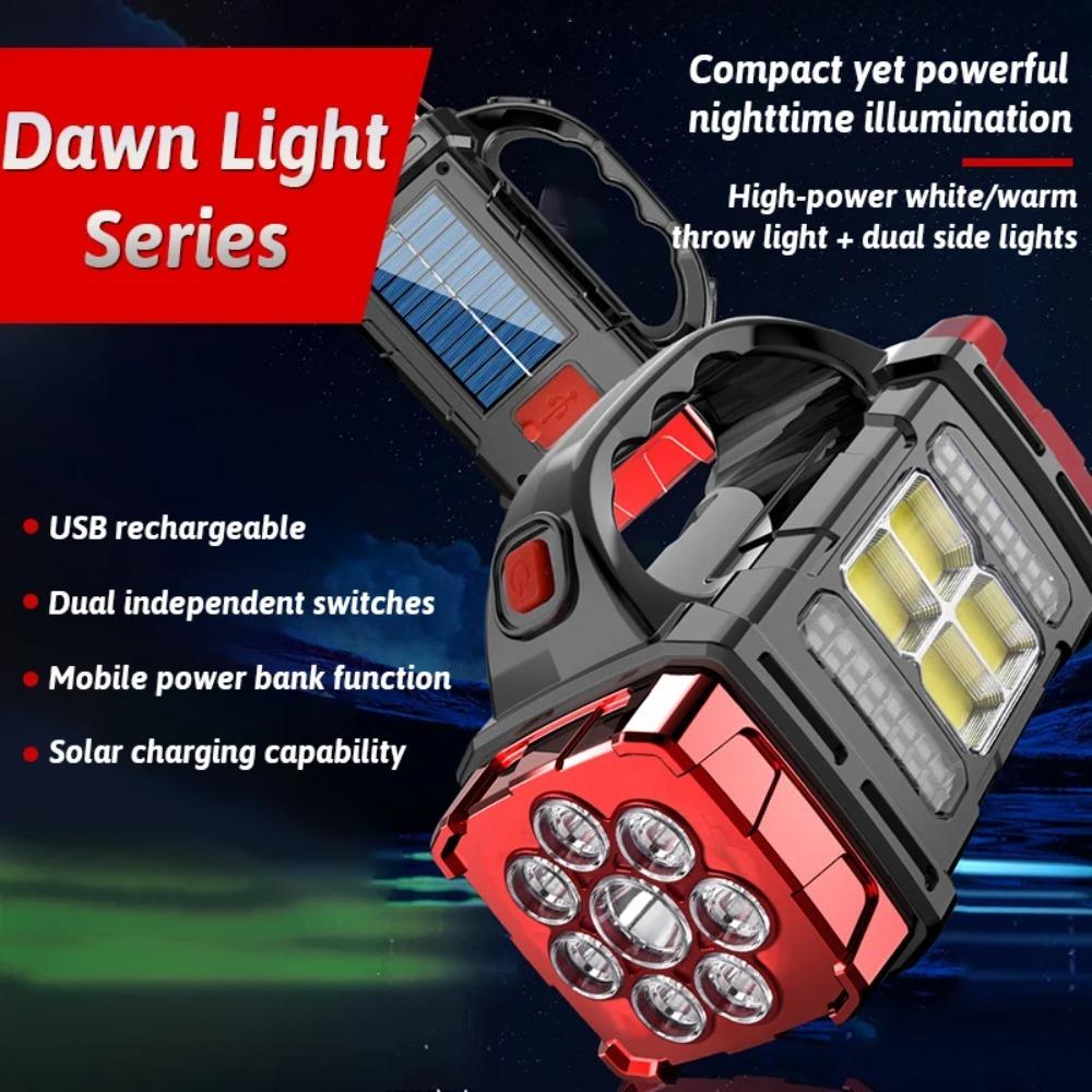 Portable Powerful USB Rechargeable Flashlights Solar LED Light With COB Work Light Charge Mobile Phone Camping Lamps