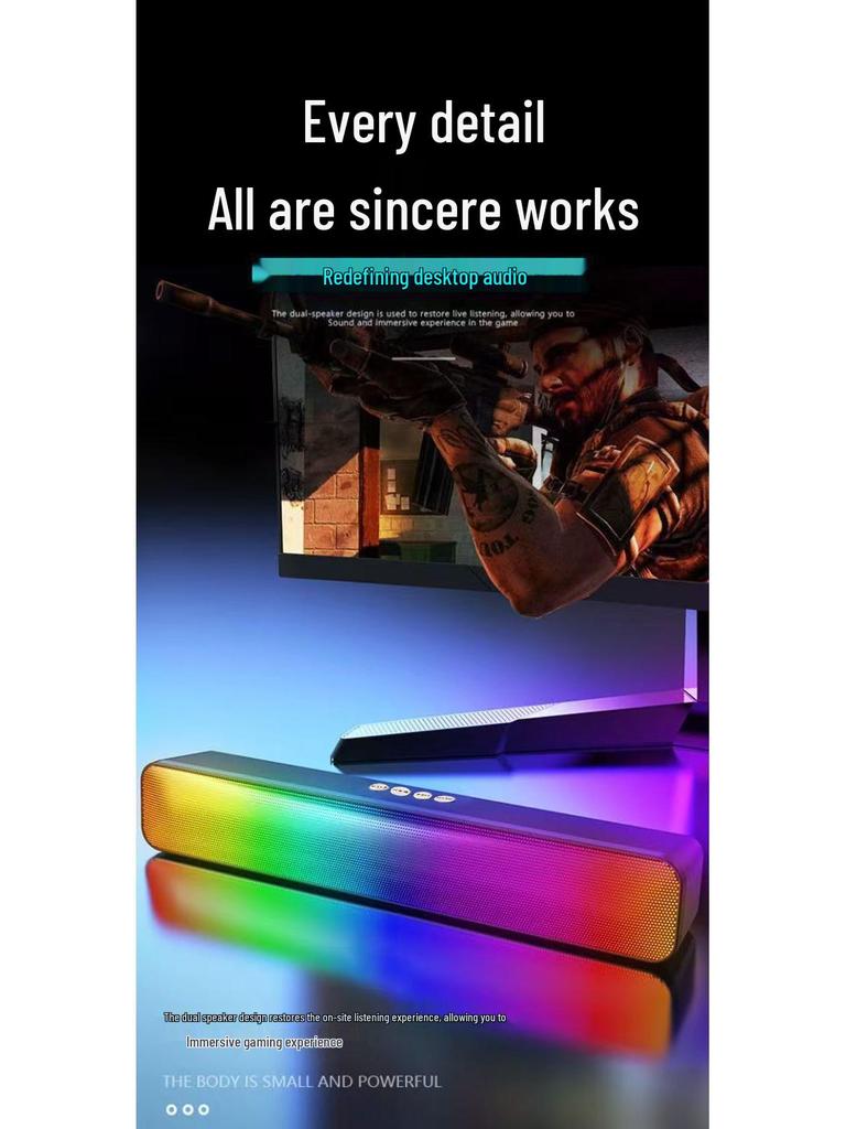 M8 RGB Soundbar: Panoramic Surround Sound, Vibrant Gaming Speaker with Cool Lighting Effects