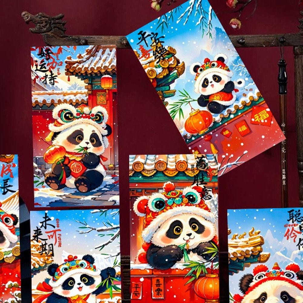 6pcs Chinese Style New Year Panda Red Envelopes Traditional Lucky Money Packets  Bonus