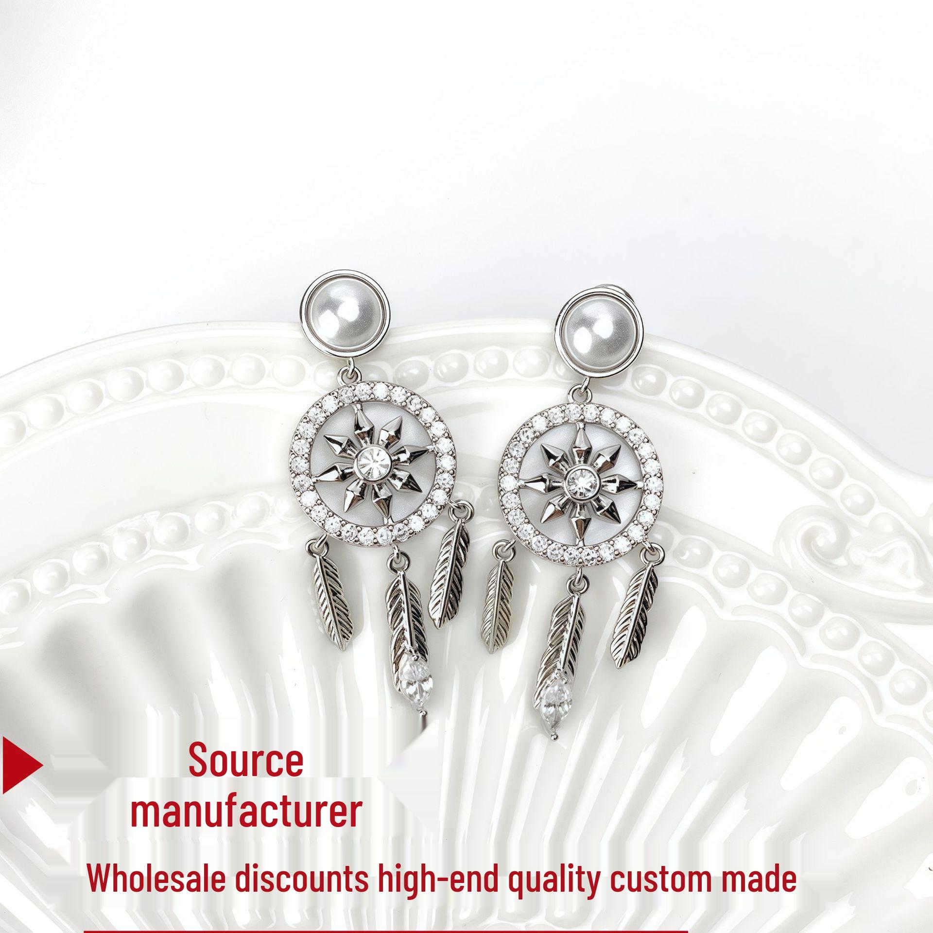 S925 Silver Needle Gold-Plated Zircon Tassel Pendant Earrings - Retro Exquisite High-End Design Gold Style