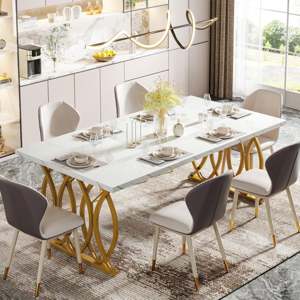 Tribesigns Modern Dining Table for 6 People, Living Room Table, 160 X 80 X 75 Cm, Rectangular Kitchen Table, Dining Table