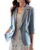 Summer Lightweight Tailored Jacket with and Elegant Plus Sizes [ODFMCE] Women's Jacket, 3/4 Sleeves, Slimming, Formal, Style, (JP, Alphabet, XL, Blue)