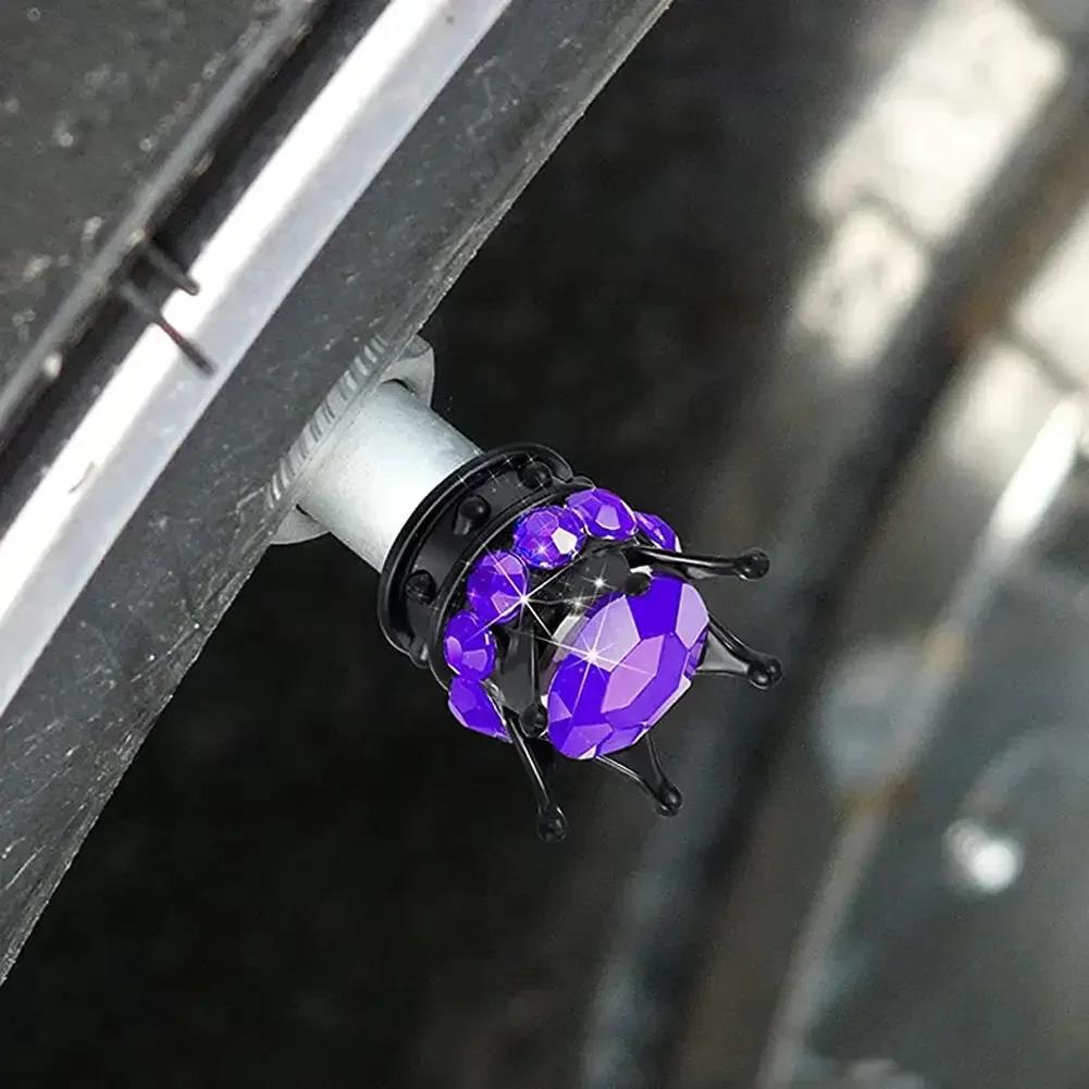 4PCS Car Wheel Tire Valve Caps Cover Crown Shape Bling Diamond Tyre Stem Dust Valve Caps Truck Car Motorcycle Bicycle Air Cover Stem Caps1