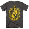 Harry Potter Hufflepuff Crest Charcoal Licensed Adult T-Shirt