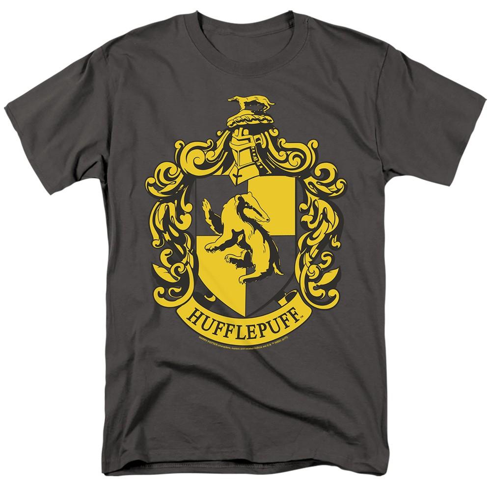 Harry Potter Hufflepuff Crest Charcoal Licensed Adult T-Shirt L