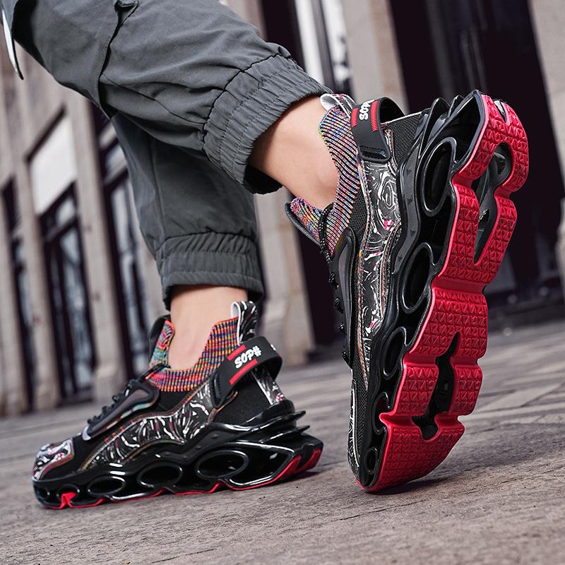 Autumn new Guochao sports shoes printed outsole ultra-light heightening platform men's shoes large size men's shoes