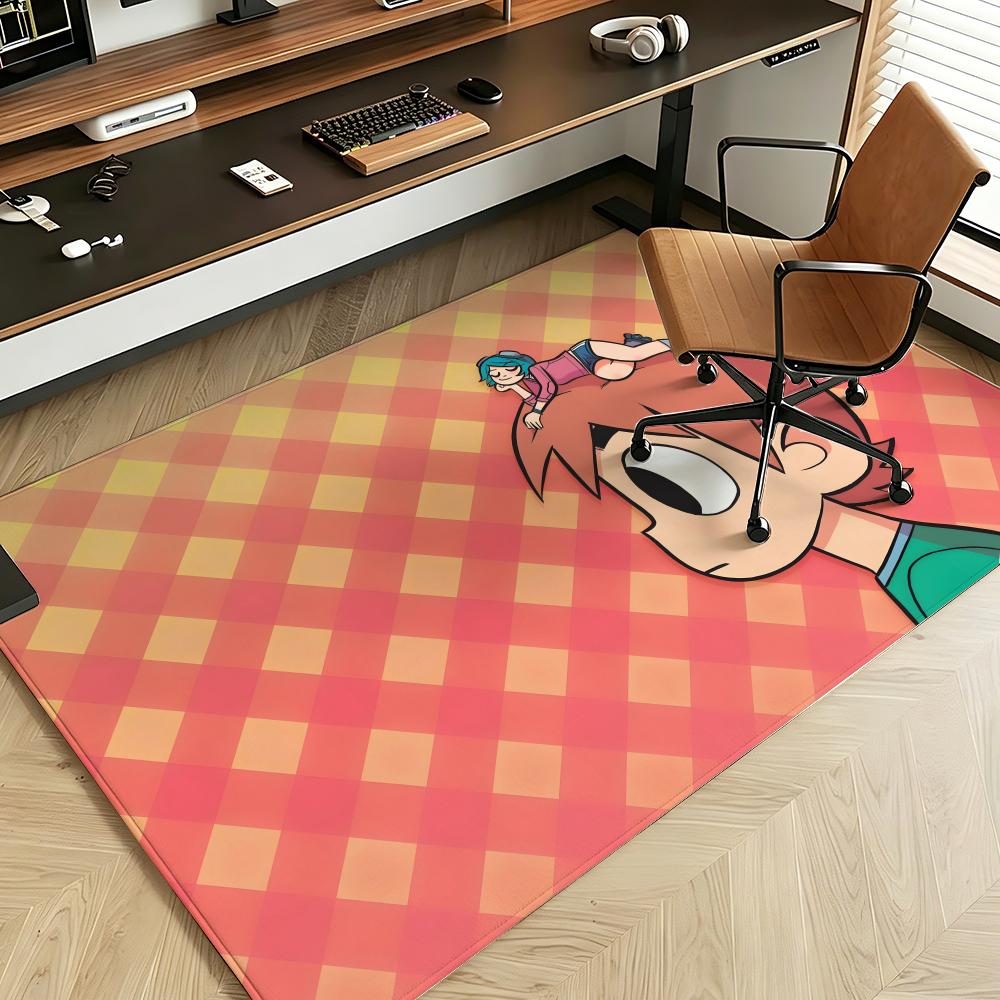 Character S-Scott P-Pilgrim Floor Mat Soft Flannel Floor Mat Suitable for Entryways, Living Rooms, Bedrooms, and Bathrooms