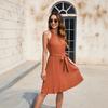 Spring/summer Women's Waistband Dress Party Dress V-neck Sleeveless Dress