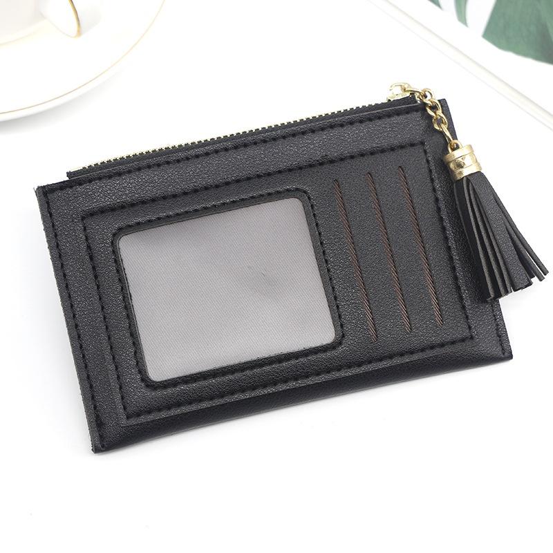 IELGY Повседневный простой однотонный кошелек для монет с кисточкой на молнии для женщин — фото 5