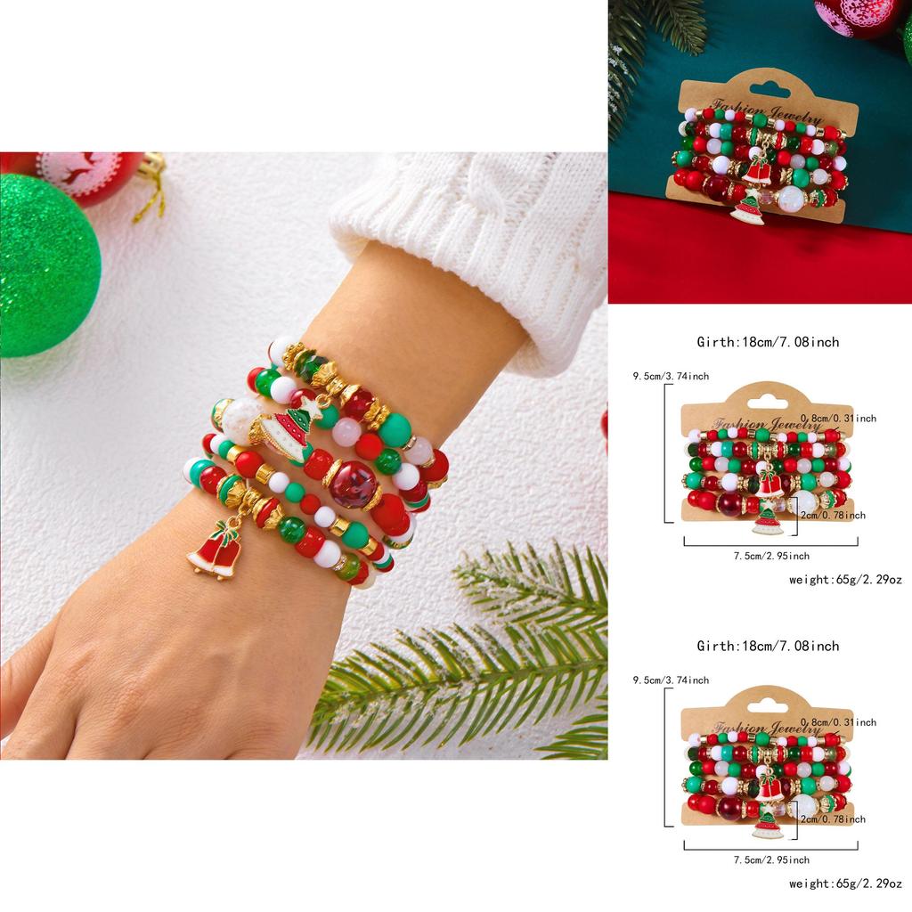 Christmas Holiday Crystal Bracelet Set With Silver Alloy Charms For Men And Women