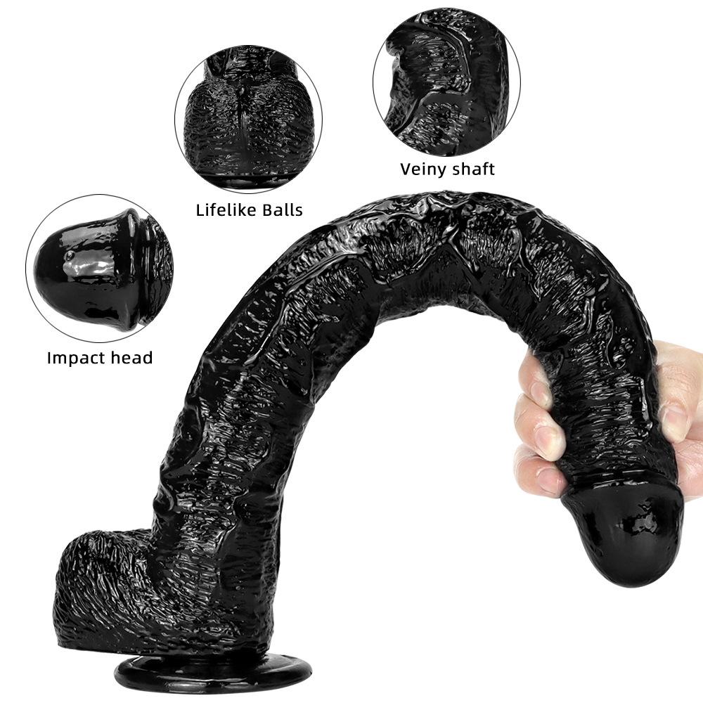 43cm  Large Black Penis  Adult Sex Toys Realistic Dick Fisting BDSM  Pegging Strapon PVC Anal Plug Slave Vibrator