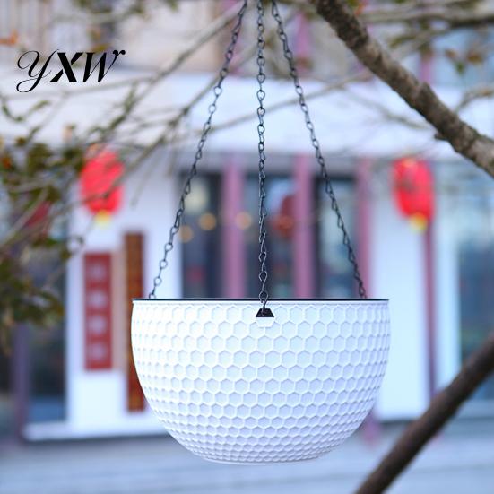 Flower Hanger Hanging Basket Imitation Honeycomb Self Water Absorption Plant Pot Waterproof Outdoor Resin for Garden