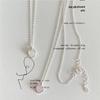 Copper-Plated Silver Peach Heart Necklace for Women - Sweet, Cute, Pink/Blue, Fashionable Clavicle Chain