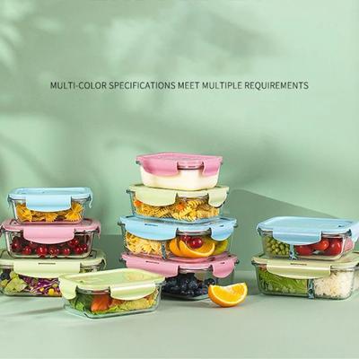 Nieuwe stijl Glazen Lunchbox Magnetronbestendige Bento Box Siliconen Deksel Vakken Lekvrije Voedselopbergcontainer Voor Eten Snack