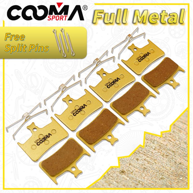 Bicycle Disc Brake Pads for Hope Tech Evo E4 RX4+ Hydraulic Caliper. 4 Pairs, Gold Full Metal
