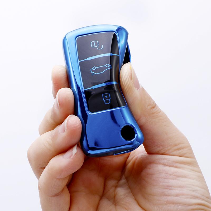 For VW Volkswagen Polo Golf Passat Beetle Caddy Lavida Sagitar Skoda A5 1 stk TPU Bilnøkkeldeksel Fjernkontrollbeskytter