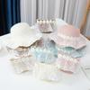 New Baby Straw Hat With Handbag Flower Lace Breathable Beach Hat Bags Kids Hat Boy Girls Floral Sun Visor