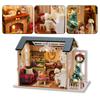 Miniature Wooden House Model with LED Light, Retro   Furniture Handcraft Kit for Developing