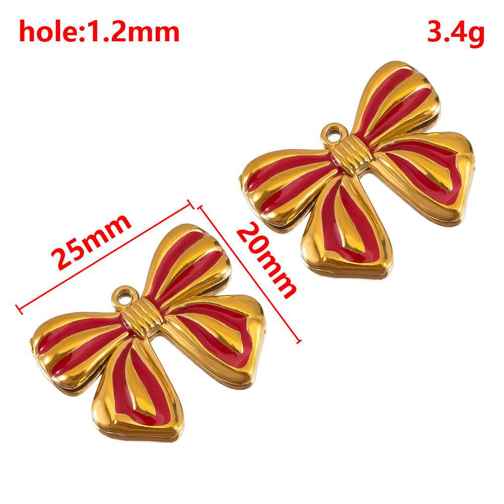 2pcs Stainless Steel Cartoon Enamel Bowknot Red Black High Heel Bone Pendant Necklace Earring Heart Charms Craft Jewelry Making