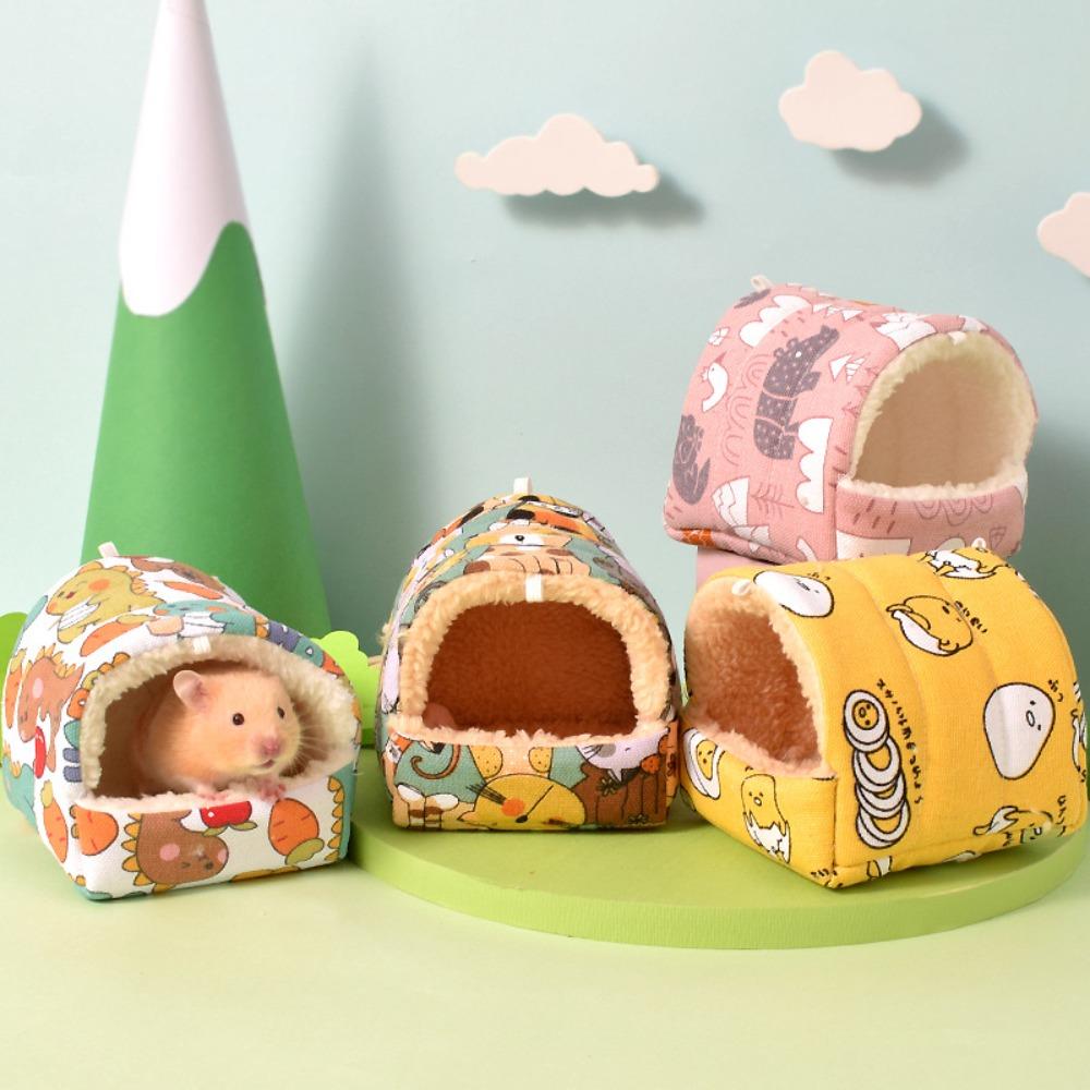 

Rabbit Squirrel Hut Hamster House Winter Warm Guinea Pig Nest Cute Mini Cage Mat M-Type2