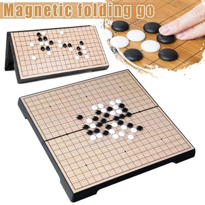 Kinesiskt Gammalt Brädspel Damspel Fällbord Magnetiskt Go Schackset Portabel Gåva