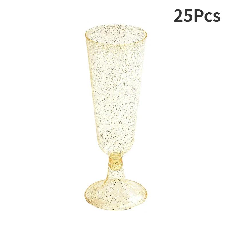 

25Pcs Disposable Plastic Cups Sparkling Tall Champagne Bar Cups Flutes Transparent Toasting Cups Suitable for Wedding Parties 25pcs