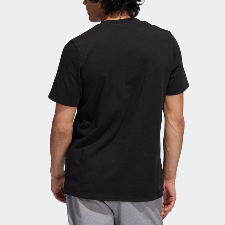 Adidas Large Logo Print Casual Crew Neck T-Shirt Men Tops Black HK9157