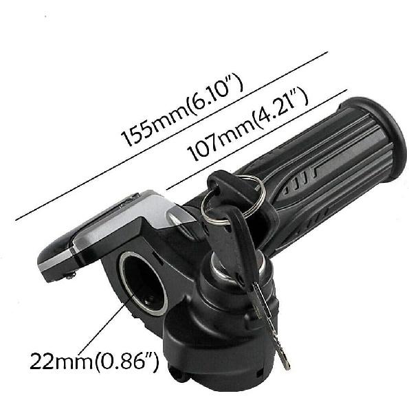 

E-Bike Throttle Grip Set, 48V Twist Grip with Lock Key and LED Indicator Compatible with Motorcycle Scooter Easy Install High Strength Ergonomic