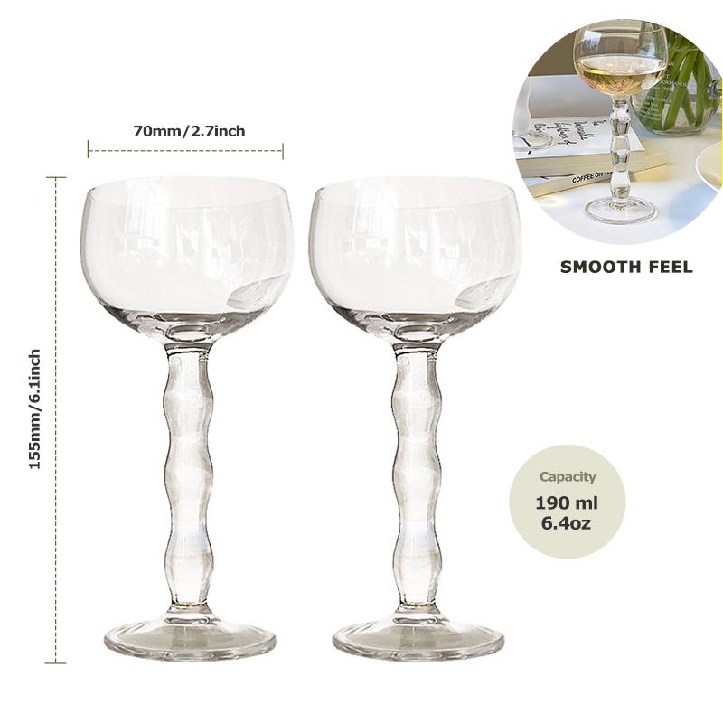 Champagne Glasses Luxury Set - Vintage Wave Pulled Stem Lead-Free Crystal Glassware for Cocktails, Perfect New Year's Gift
