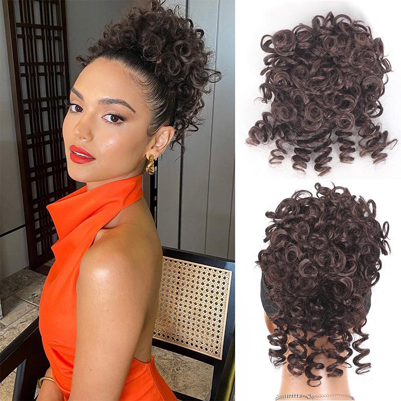 Messy Bun Hair Piece Elastic Drawstring Loose Wave Curly Scrunchies Ponytail Extension