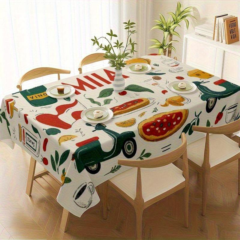 Retro Stijl Tafelkleed voor Tafeldecoratie Waterdicht Rechthoekig Herbruikbaar Tafelkleed Bedrukt Patroon Tafelhoes voor Bruiloft Feest 140x180cm