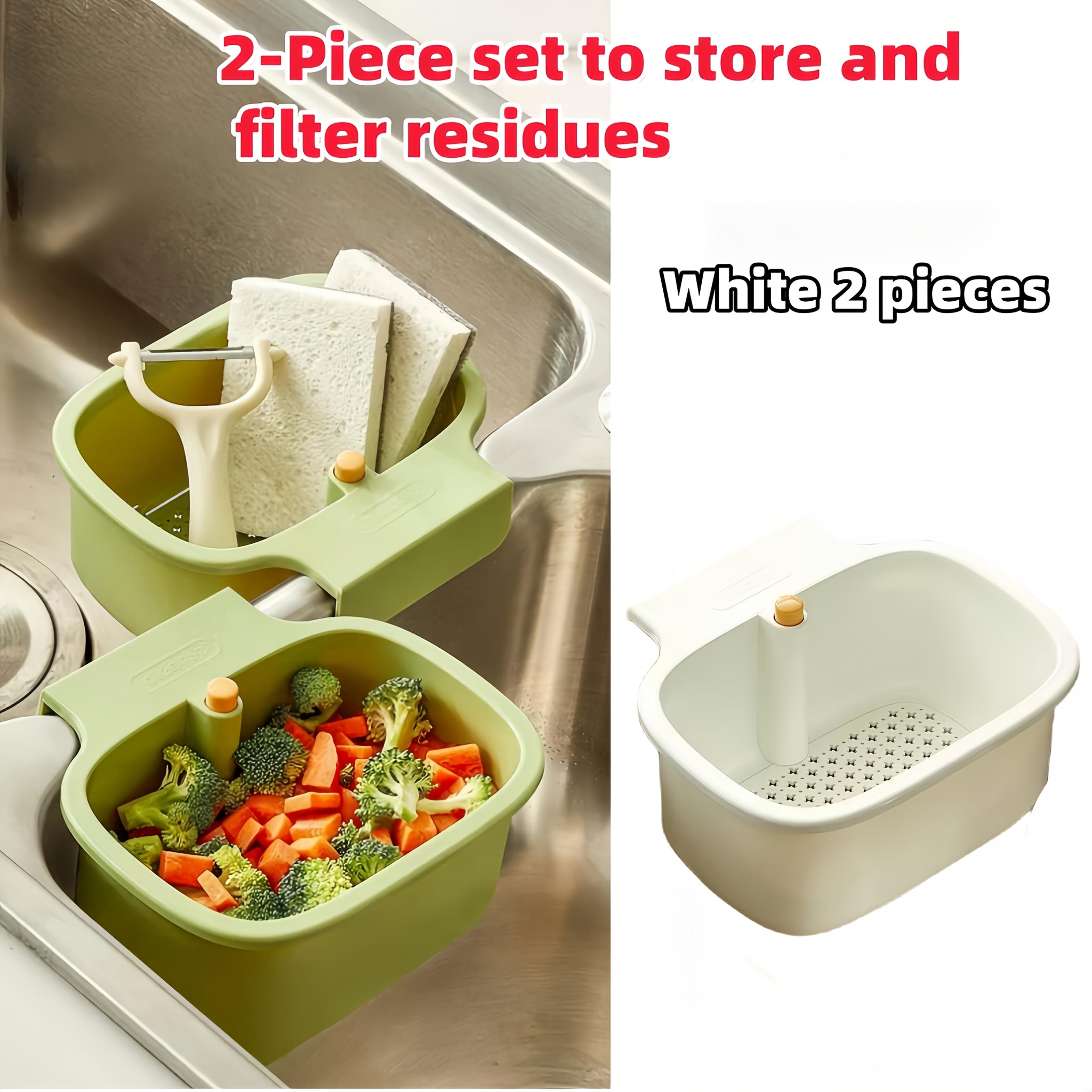 

Корзина для слива кухонной раковины, самоочищающийся сетчатый фильтр для предотвращения засоров, нажимной сетчатый фильтр для кухни и ванной - автоматическое удаление пищевых отходов 2pcs белый