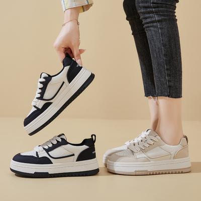 Versatile Platform White Shoes Women's 2025 New Real Soft Leather Campus Height-increasing Moral Training Shoes Fashion Trend Board Shoes
