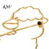 Sheep Cardigan Pin Hollow Brooch Lapel Pin, Golden Plated Alloy Animal Badge Decorative Clothing Accessory for Daily Wear Party Vintage Style