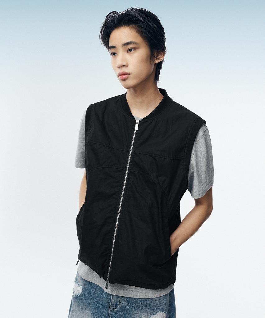 Intempomood Shadow Round Neck Vest_Black