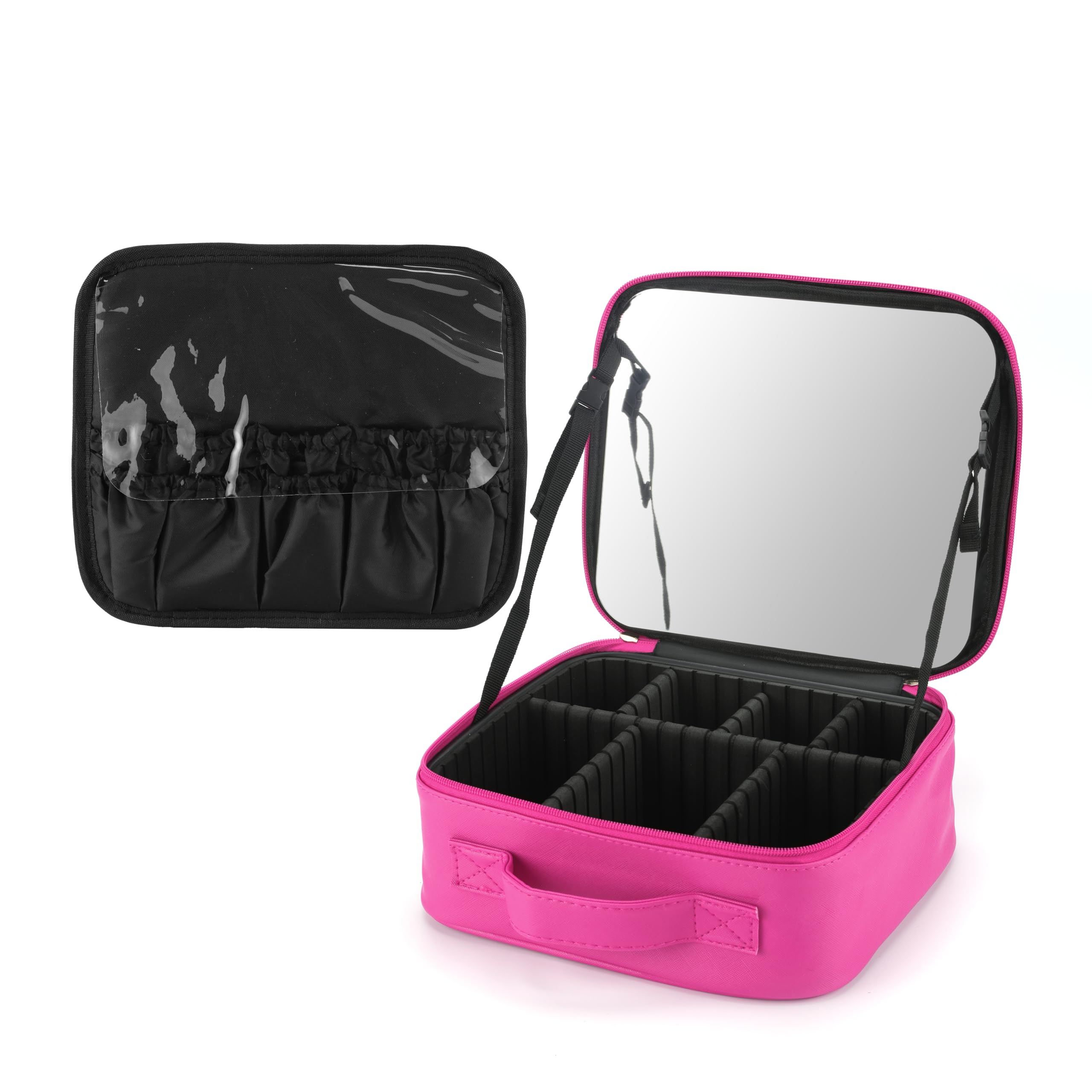 

LEAFEEL Коробка для макияжа большой вместимости, дорожный кейс для хранения косметики и средств по уходу за кожей с регулируемым профессиональным органайзером для макияжа Viaggio и зеркалом,