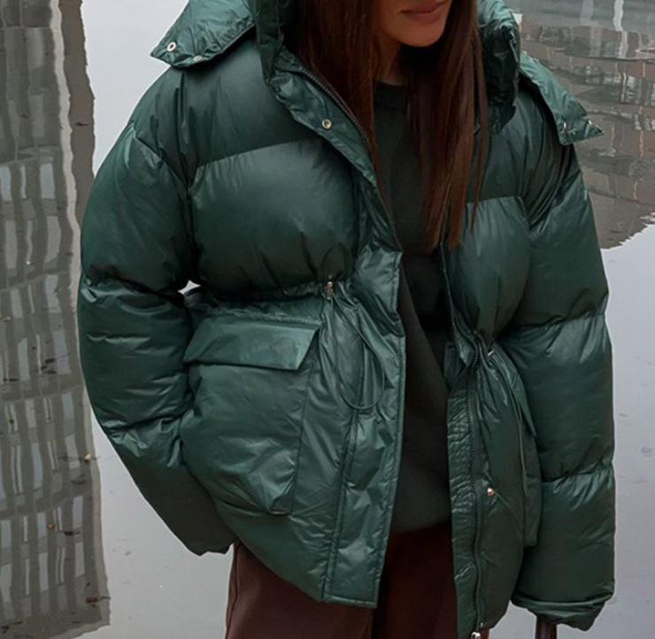 Available Now: 2024 Winter Deep Red Zipper Cotton Jacket with Stand-up Collar - European & American Style Warm Coat.