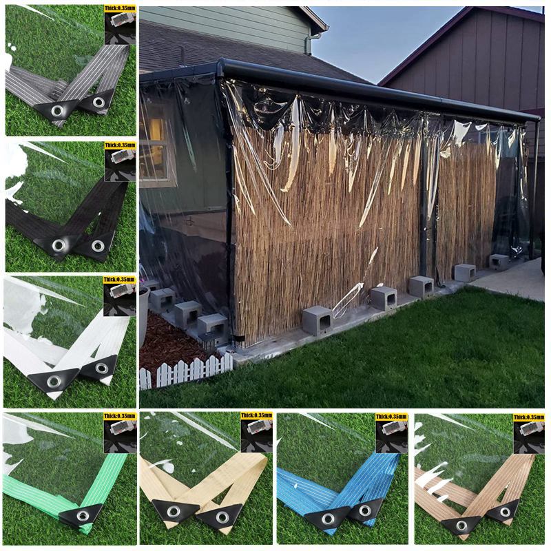 0.35mm Heavy Duty Clear PVC Vinyl Tarpaulin Outdoor Pergola Winter Curtain Insulation Film Tarp Garden Plants Fence Raincover
