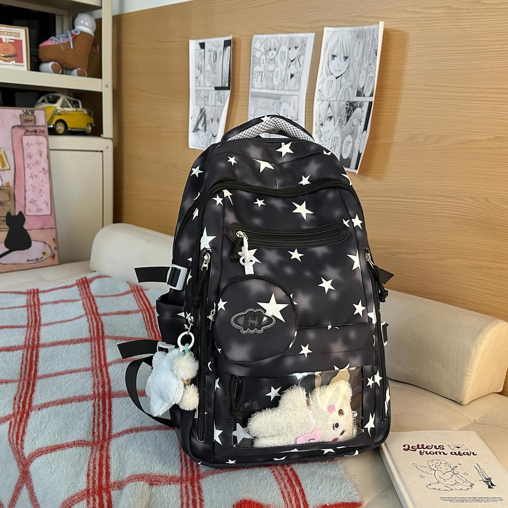 Schoolbag Cute Little Fresh Stars Large Capacity Junior High School Student Schoolbag Grade 1-1 Backpack Computer Bag Female