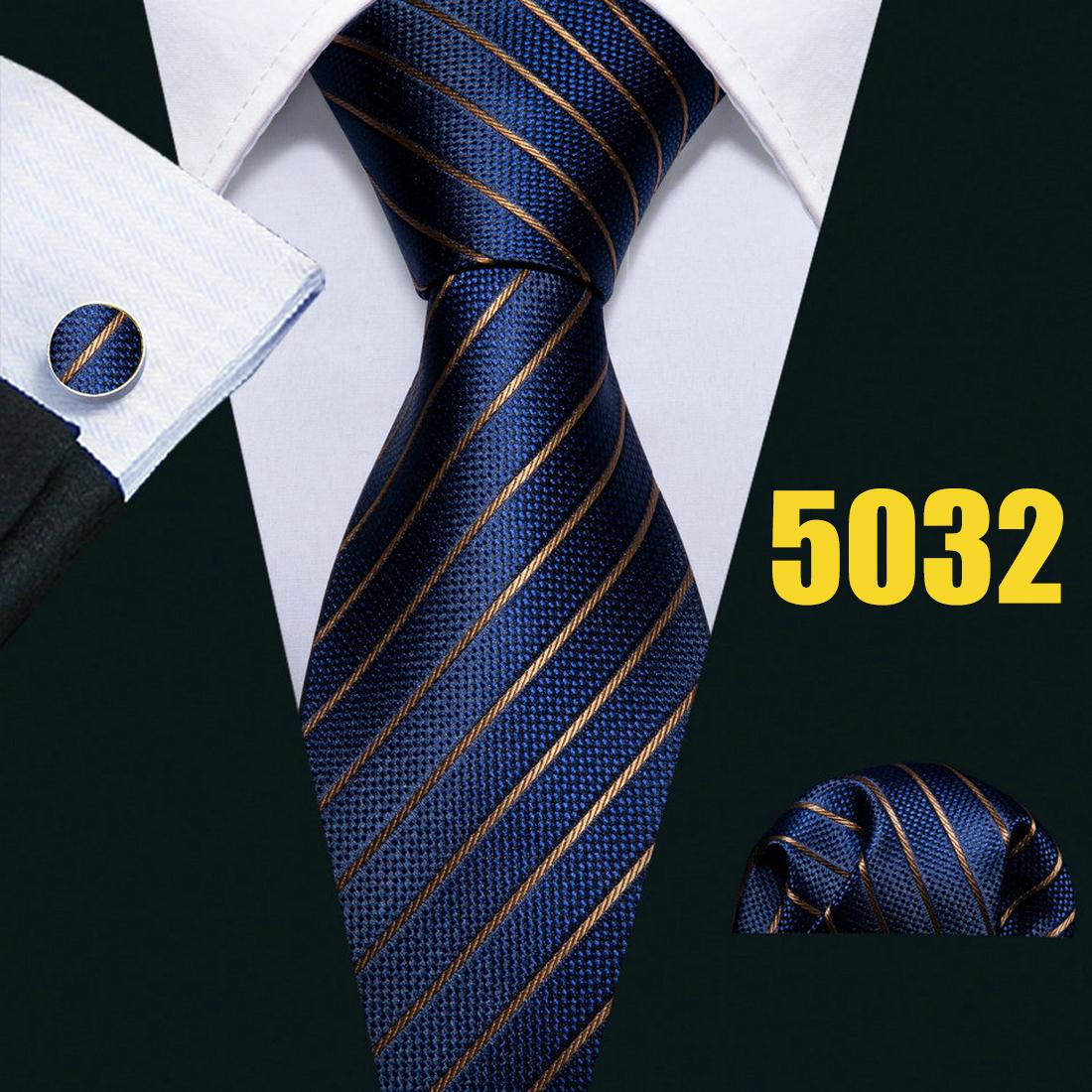 

Мужские деловые классические шелковые галстуки Barry.Wang, комплект запонок в полоску, формальный кауал N-5032