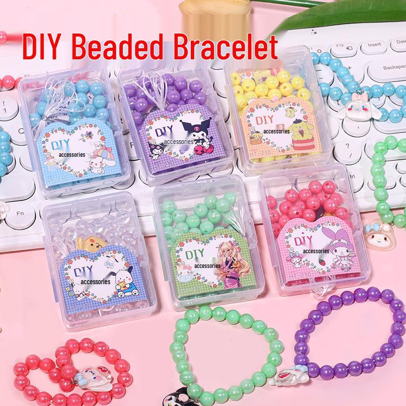 Children's DIY Cartoon Heart Bead Bracelet Kit - Handmade Charms & Gifts for Girls