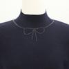 Shiz Madam Half Polo Knit With Ribbon Cubic Neck And Lace Sleeves T57446