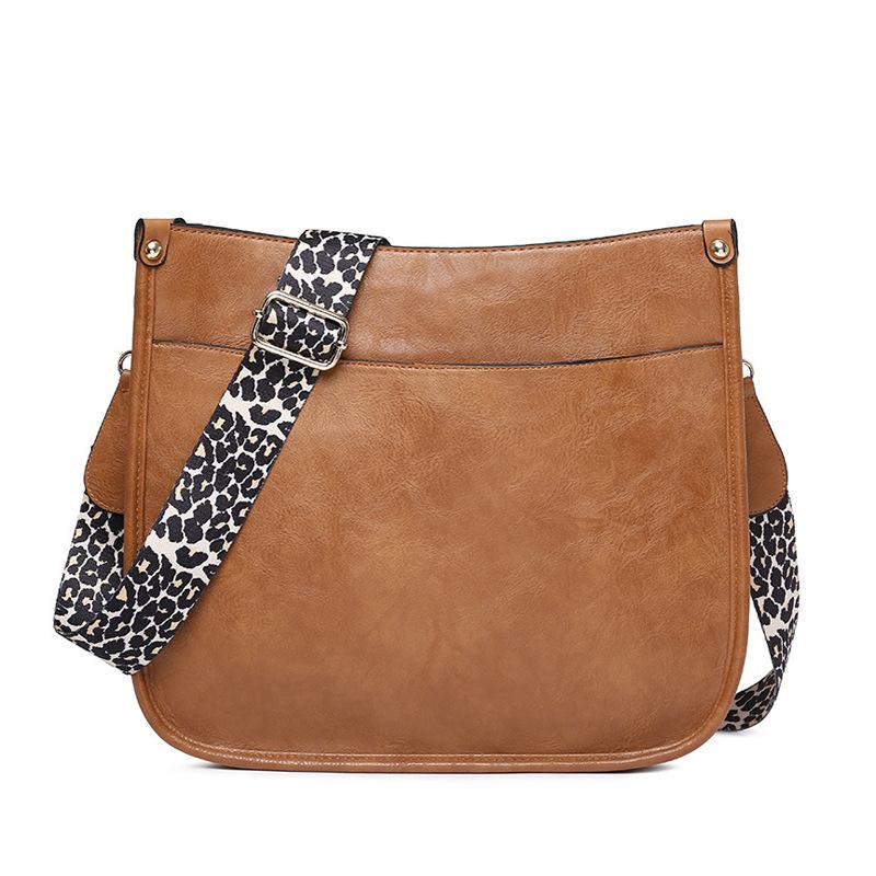 

Leopard print leather women s bag generation wide shoulder strap design single shoulder messenger bag niche commuter mailman bag main image 28X10X27cm