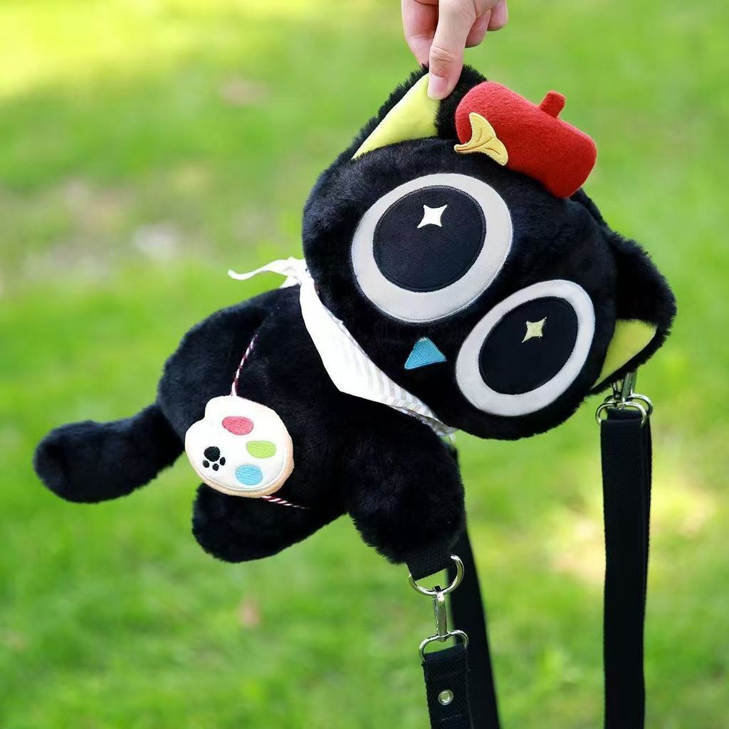 Luo Xiaohei Black Cat Plush Backpack For Girls And Women With Storage And Adjustable Straps