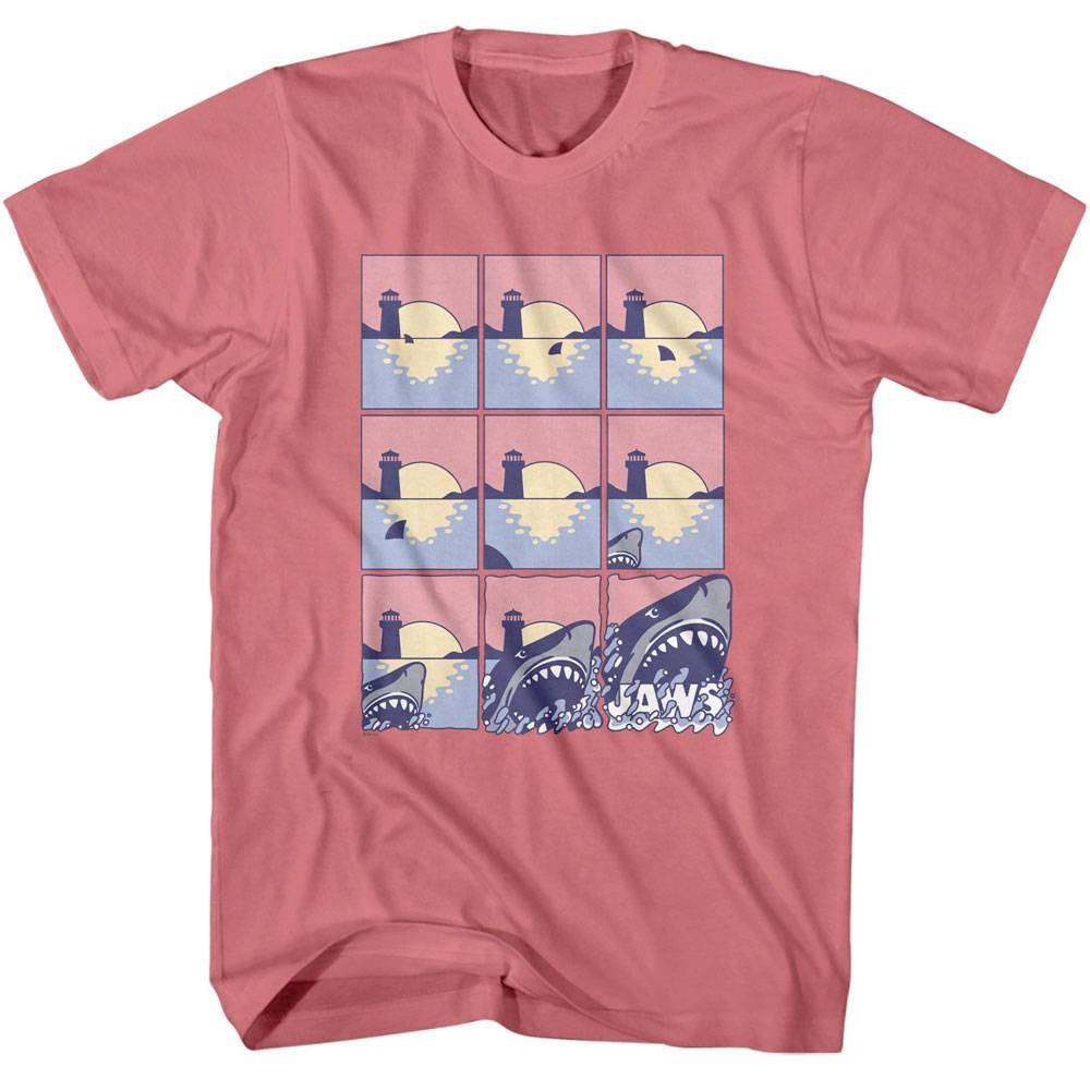 Jaws Pastel Comic Shark Chase Men T Shirt XXXXL