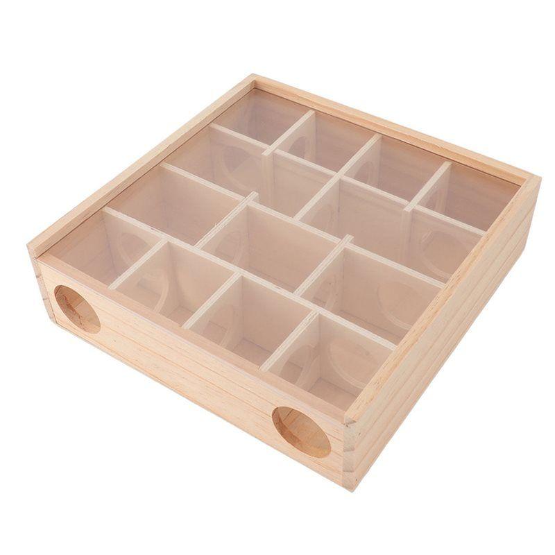 HHO-Wooden Interactive Hamster Tunnel Maze With Cover Hamster Hideout Tunnel Exploration For Mice Small Gerbil Hamsters