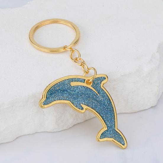 Sparkling Dolphin Keychain Pendant Lightweight Metal Keychains Creative Cartoon Animal Keyring Sea Themed Keychain for Men Women