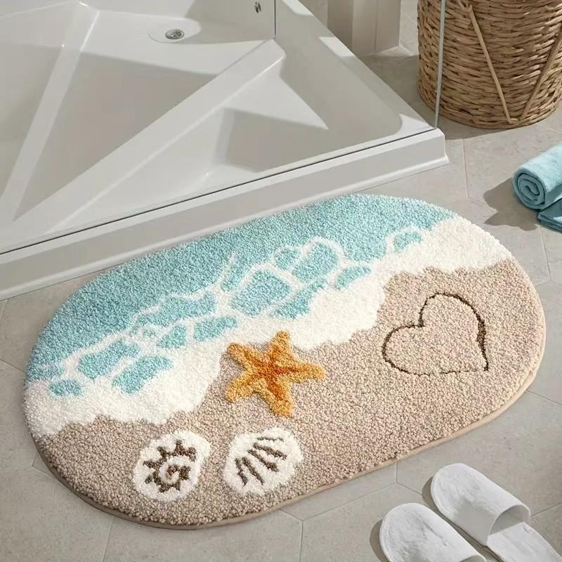 

Faux Cashmere Bath Mat Non Slip Waterproof Shower Rug For Bathroom And Entrance Use Style A,40x60cm